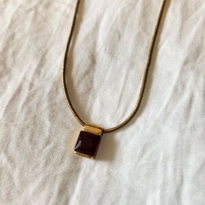 Monet Gold Plated Necklace Red Stone